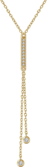 14K Gold Round Natural Diamond Bar Y Necklace IV - Yellow Gold