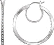 14K Gold Round Natural Diamond Inside-Outside Hoop Earrings – 1.13mm Stones