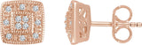14K Gold Natural Diamond Cluster Earrings - Rose Gold