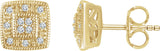 14K Gold Natural Diamond Cluster Earrings - Yellow Gold