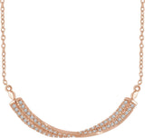 14K Gold Round Natural Diamond Twisted Bar Necklace - Rose Gold