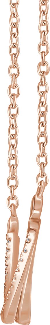 14K Gold Round Natural Diamond Twisted Bar Necklace - Rose Gold - view 2