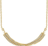 14K Gold Round Natural Diamond Twisted Bar Necklace - Yellow Gold