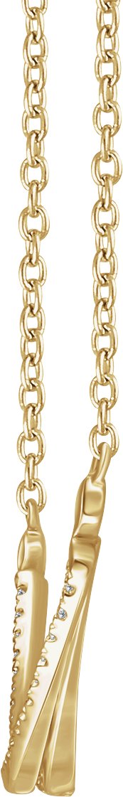 14K Gold Round Natural Diamond Twisted Bar Necklace - Yellow Gold - view 2