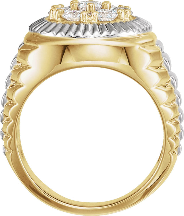 14K Gold Round Natural Diamond Cluster Ring – 3.9mm Stones - view 2
