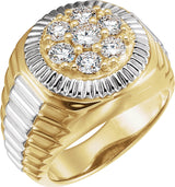 14K Gold Round Natural Diamond Cluster Ring – 3.9mm Stones