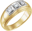 14K Gold Round Natural Diamond Three-Stone Ring – 3mm Stones