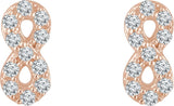 14K Gold Round Natural Diamond Infinity Earrings - Rose Gold - view 2