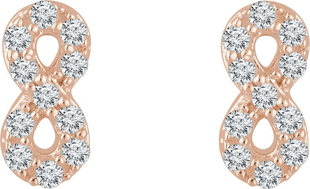 14K Gold Round Natural Diamond Infinity Earrings - Rose Gold - view 2