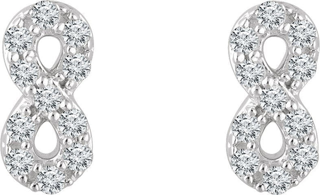 14K Gold Round Natural Diamond Infinity Earrings - White Gold - view 2