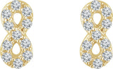14K Gold Round Natural Diamond Infinity Earrings - Yellow Gold - view 2