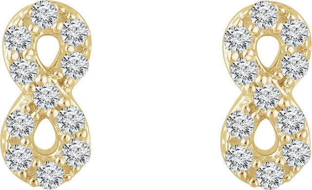 14K Gold Round Natural Diamond Infinity Earrings - Yellow Gold - view 2