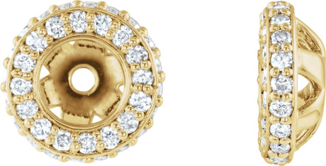 14K Gold Natural Diamond Halo-Style Earring Jackets No. 4 - Yellow Gold