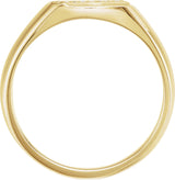 14K Gold Round Natural Diamond Square Signet Ring - Yellow Gold - view 2
