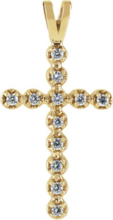 14K Gold Round Natural Diamond Cross Pendant – 1/6 CTW - Yellow Gold
