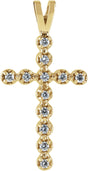 14K Gold Round Natural Diamond Cross Pendant – 1/6 CTW - Yellow Gold