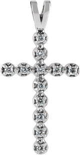 14K Gold Round Natural Diamond Cross Pendant – 1/6 CTW - White Gold