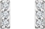 14K Gold Round Lab-Grown Diamond Bar Earrings – 1.2mm Stones - White Gold - view 4