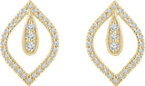 14K Gold Round Natural Diamond Freeform Earrings - Yellow Gold - view 2