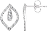 14K Gold Round Natural Diamond Freeform Earrings - White Gold