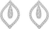 14K Gold Round Natural Diamond Freeform Earrings - White Gold - view 2