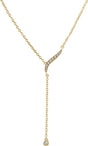 14K Gold Round Natural Diamond Freeform Y Necklace - Yellow Gold