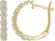 14K Gold Round Natural Diamond Accented Hoop Earrings III - Yellow Gold