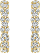 14K Gold Round Natural Diamond Accented Hoop Earrings III - Yellow Gold - view 2