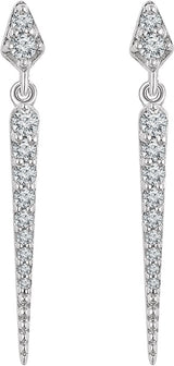 14K Gold Round Natural Diamond Spike Earrings - view 2