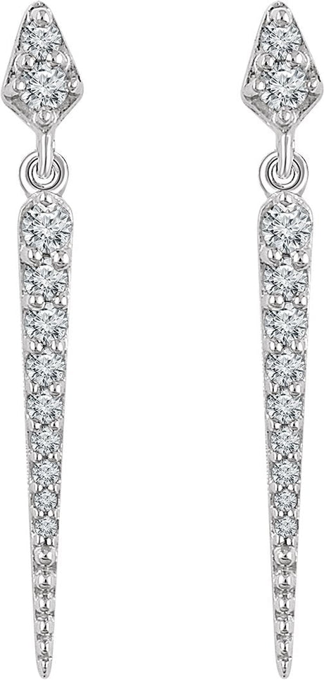 14K Gold Round Natural Diamond Spike Earrings - view 2