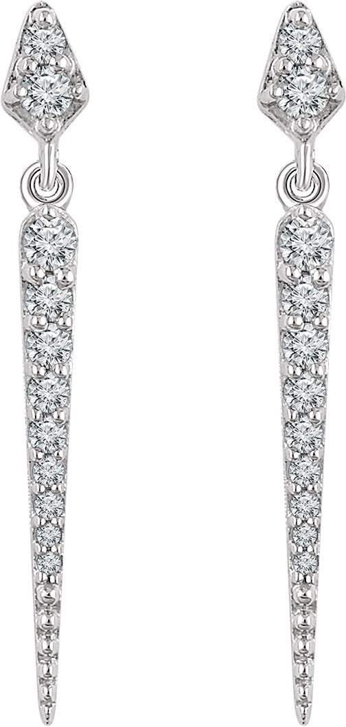 14K Gold Round Natural Diamond Spike Earrings - view 2
