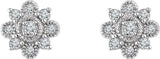 14K Gold Natural Diamond Vintage-Inspired Earrings - view 2