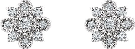 14K Gold Natural Diamond Vintage-Inspired Earrings - view 2