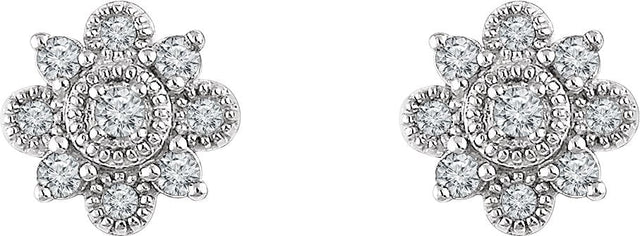 14K Gold Natural Diamond Vintage-Inspired Earrings - view 2