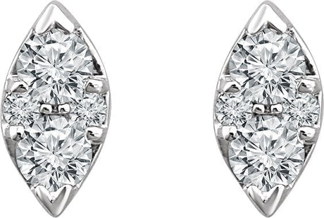 14K Gold Round Natural Diamond Cluster Earrings – 2.3mm Stones - view 2