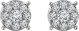 14K Gold Round Natural Diamond Cluster Earrings VI - view 2