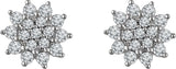 14K Gold Round Natural Diamond Cluster Earrings – 1.7mm Stones - view 2