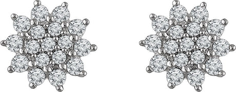 14K Gold Round Natural Diamond Cluster Earrings – 1.7mm Stones - view 2