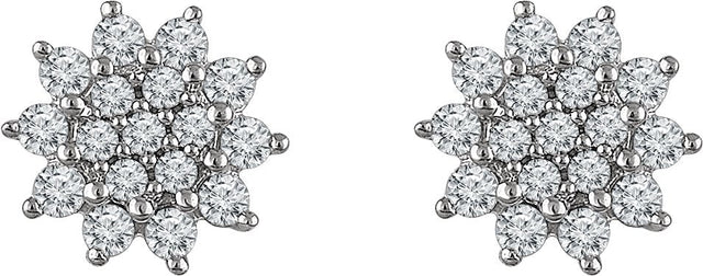 14K Gold Round Natural Diamond Cluster Earrings – 1.7mm Stones - view 2
