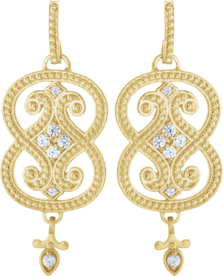 14K Gold Round Natural Diamond Vintage-Inspired Earrings – 1.5mm Stones - view 2