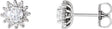 Platinum Natural Diamond Round 4-Prong Halo-Style Stud Earrings