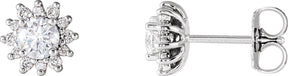 Platinum Natural Diamond Round 4-Prong Halo-Style Stud Earrings