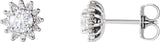 14K Gold Natural Diamond Round 4-Prong Halo-Style Stud Earrings - White Gold