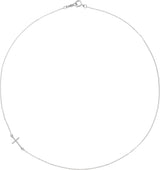 Platinum Round Natural Diamond Accented Sideways Cross Necklace - view 2