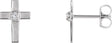 14K Gold Round Natural Diamond Accented Cross Earrings - White Gold