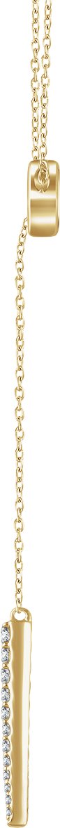 14K Gold Round Natural Diamond Circle & Bar Y Necklace - Yellow Gold - view 2