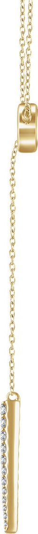 14K Gold Round Natural Diamond Circle & Bar Y Necklace - Yellow Gold - view 2
