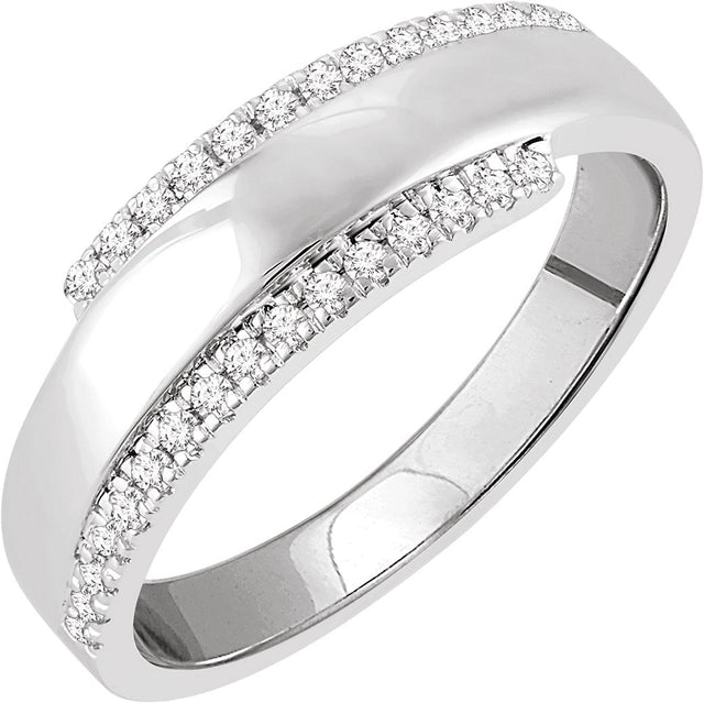 14K Gold Round Natural Diamond Bypass Ring III