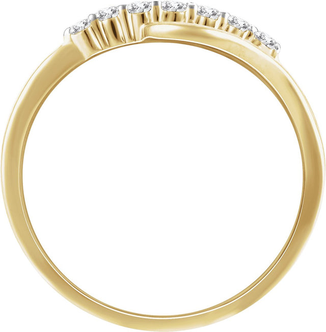 14K Gold Round Natural Diamond Accented Ring VIII - Yellow Gold - view 2