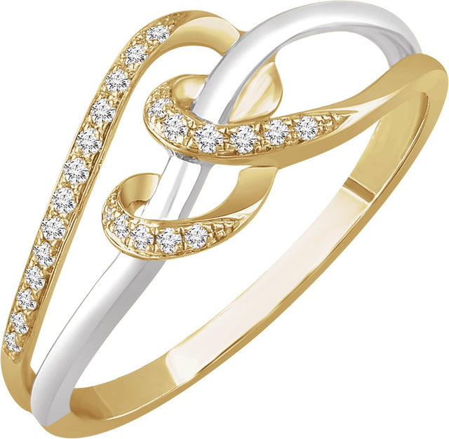 14K Gold Round Natural Diamond Negative Space Ring VII